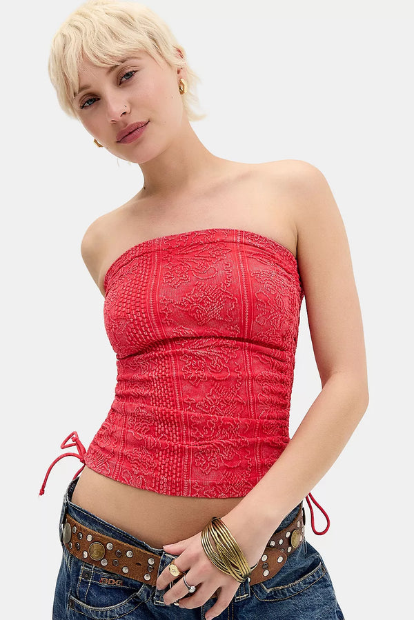 BDG Ruched Tapestry Tube Top