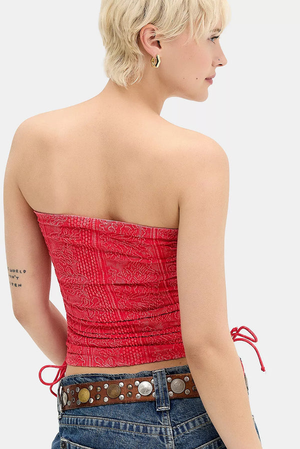 BDG Ruched Tapestry Tube Top