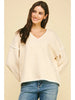 Pinch V-Neck Pullover Sweater