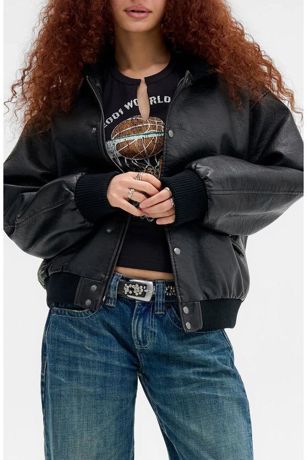 BDG Leon Faux Leather Bomber Jacket