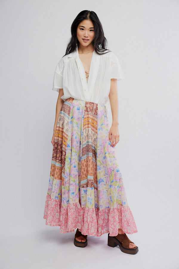 Free People Santa Eulalia Printed Maxi Skirt