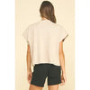 Pinch Button Down Cap Sleeve Sweater