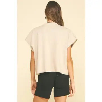 Pinch Button Down Cap Sleeve Sweater