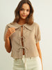 Miou Muse Gingham Pattern Tie Top