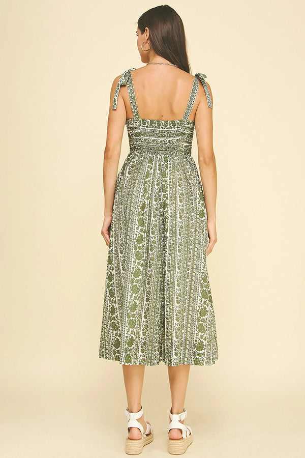 Pinch Floral Tie Midi Dress