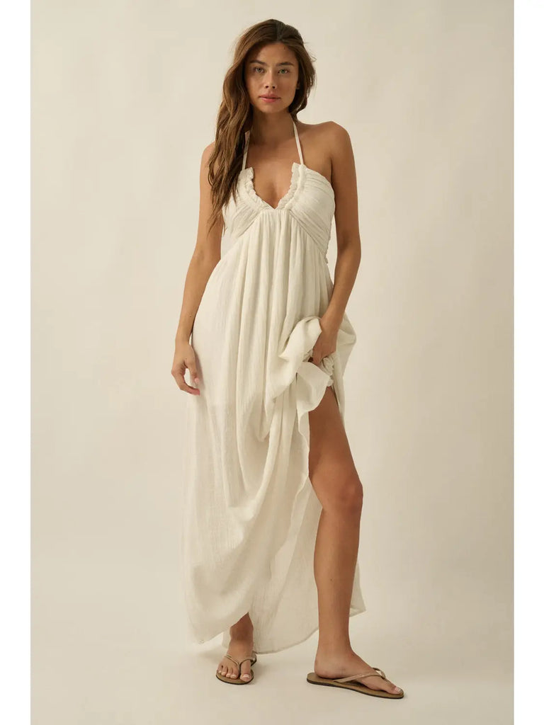 Promesa Cotton Gauze Halter Dress