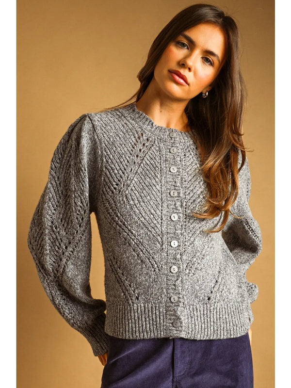 Miou Muse Button front cable Knit Cardigan