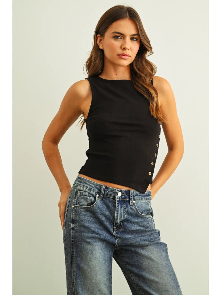Miou Muse Button Detail Top