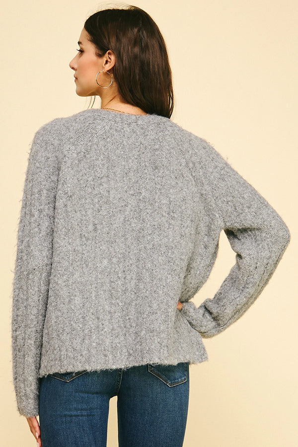 Pinch V-Neck Knit Sweater