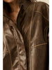 Promesa Faux Leather Piping-Trimmed Zip-Up Jacket