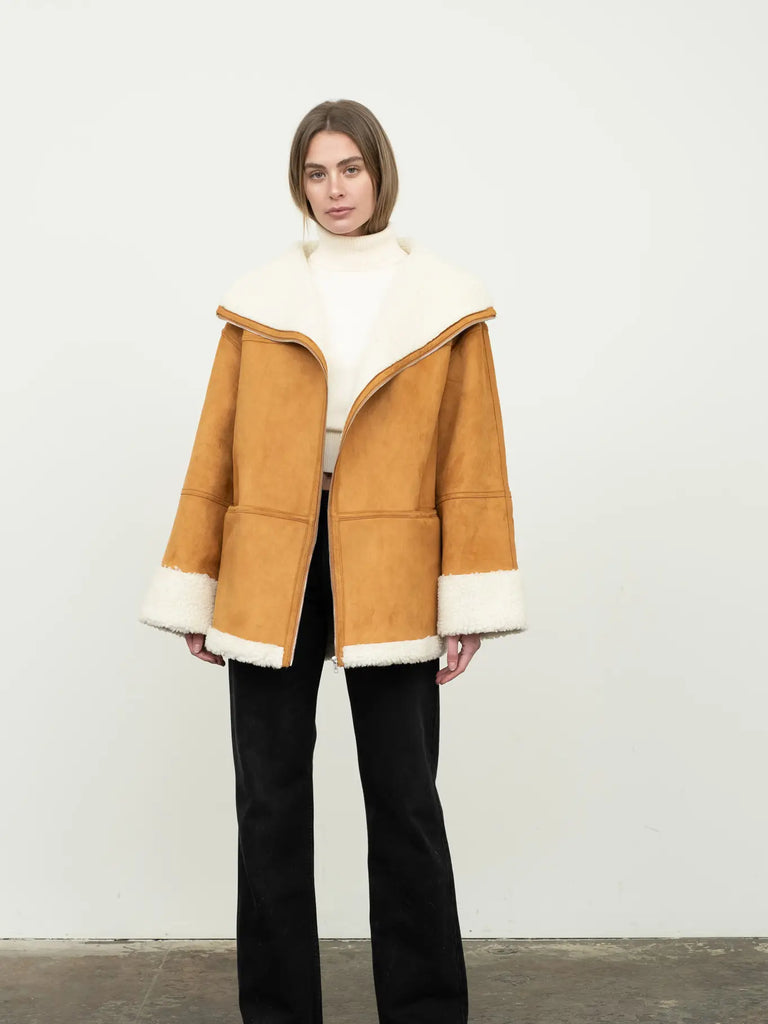 Moon River Sherpa Zip Up Moto Jacket