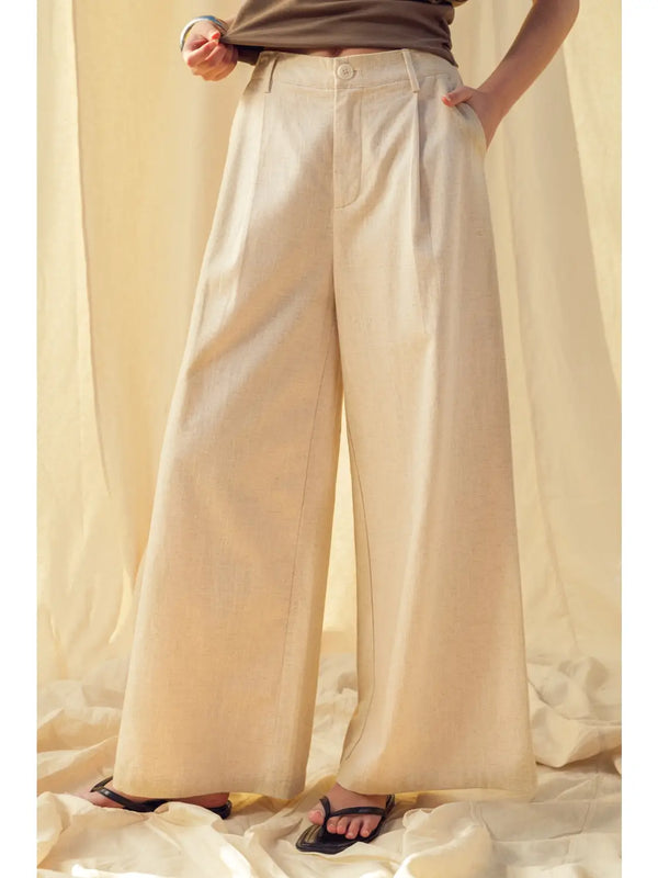 Miou Muse Linen Pleated Trousers