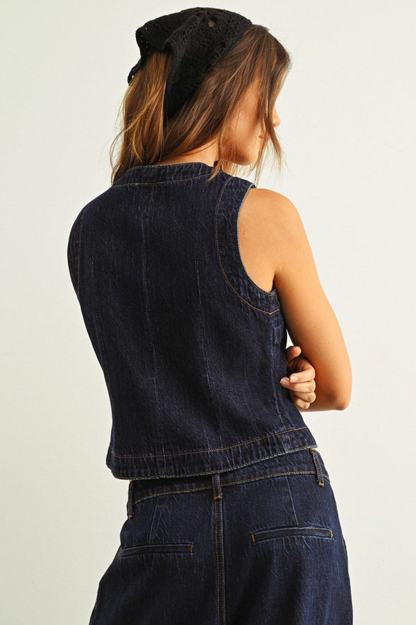Miou Muse Denim Button Vest