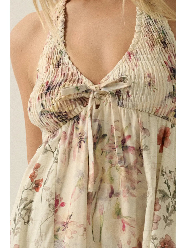 Promesa Halter Paneled Maxi Dress