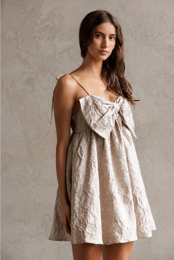 Storia Jacquard Bow Mini Dress