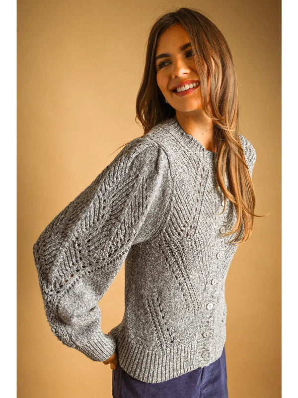 Miou Muse Button front cable Knit Cardigan