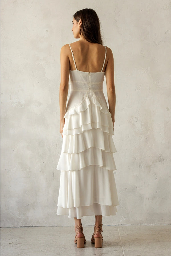 Storia Lace Trim Tiered Maxi