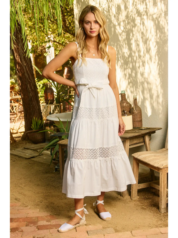 Pinch Eyelet Maxi Dress
