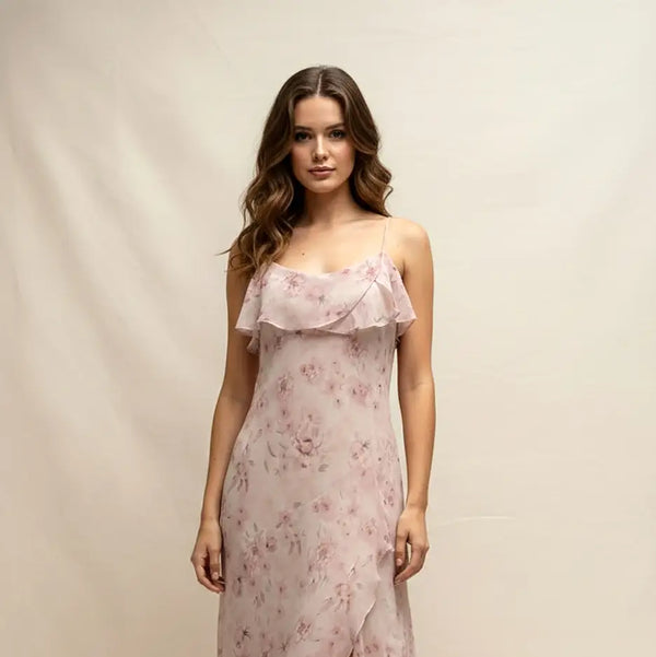 Storia Floral Ruffle Slip Dress