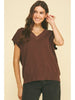Pinch V-Neck Cap Sleeve Sweater