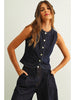 Miou Muse Denim Button Vest