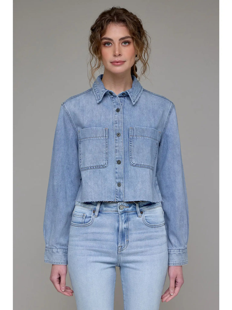 Hidden Cropped Denim Shirt