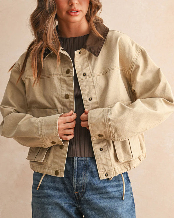 Miou Muse Collar Contrasted Utility Jacket