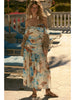 Promesa Floral Mesh Ruched Off-Shoulder Maxi Dress