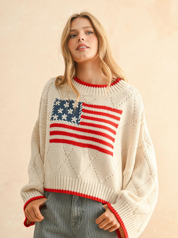 Miou Muse American Flag Sweater