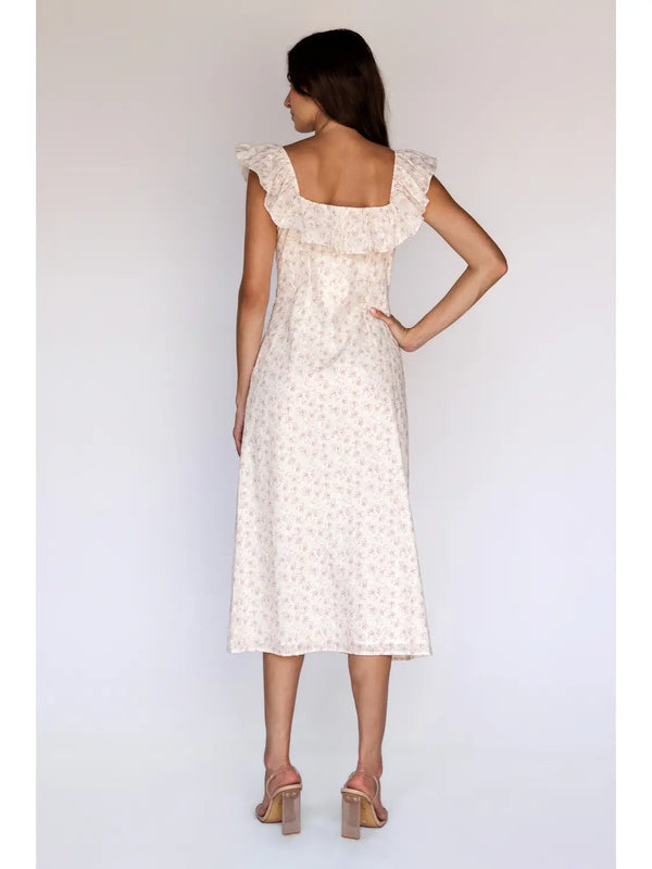 Storia Ruffle Trim Midi Dress