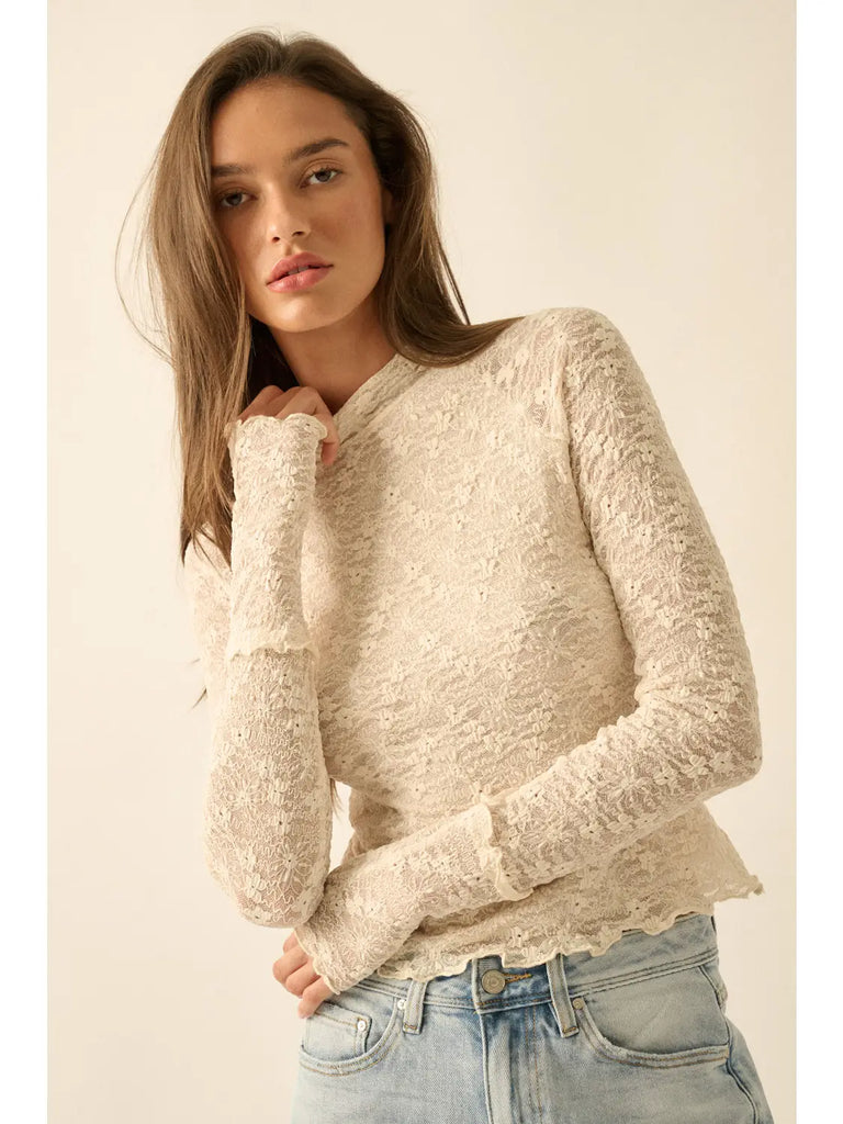 Promesa Floral Mock Neck