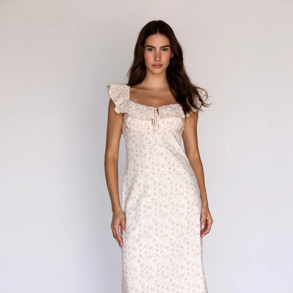 Storia Ruffle Trim Midi Dress