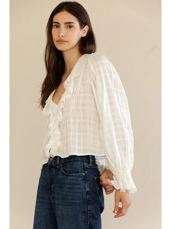 Storia Ruffled V-Neck Blouse