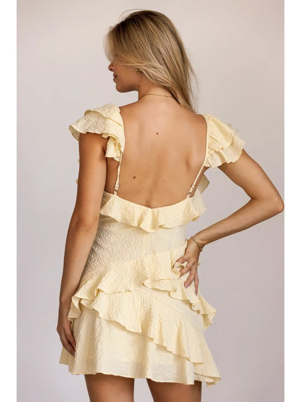 Storia Textured Ruffle Mini Dress