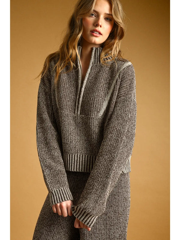 Miou Muse Two Tone Half Zip Sweater