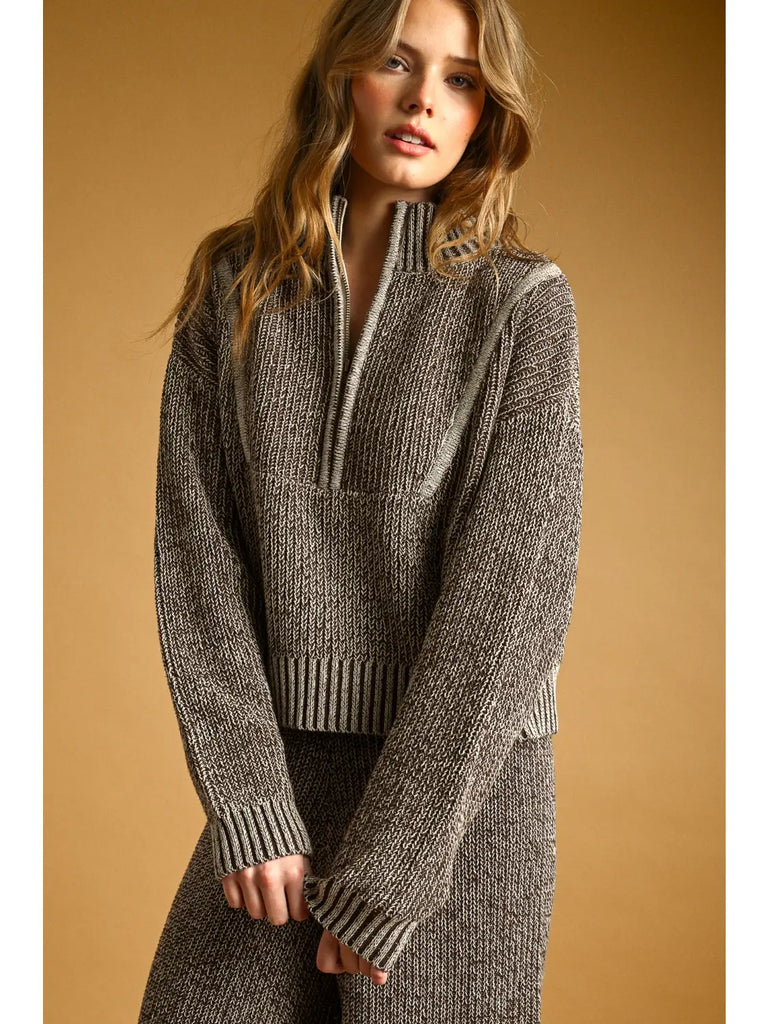Miou Muse Two Tone Half Zip Sweater