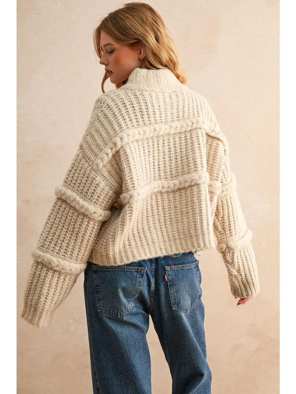 Miou Muse Braided Knit Cardigan