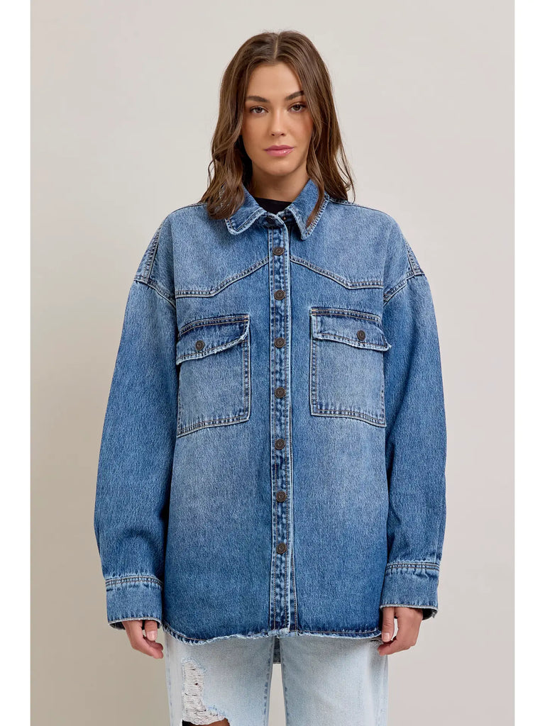 Hidden Classic Oversized Western Denim Jacket