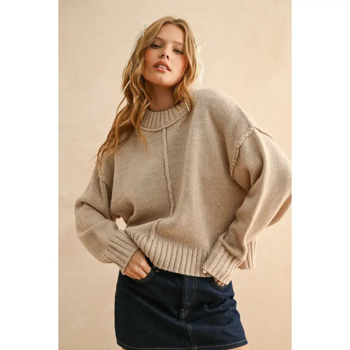 Miou Muse Paneled & Slit Detail Sweater