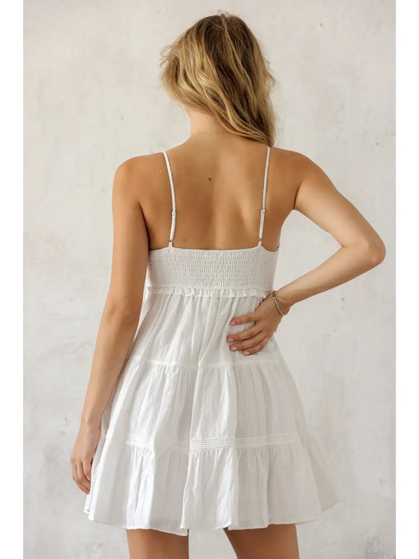 Storia Tiered Lace Trim Mini Dress