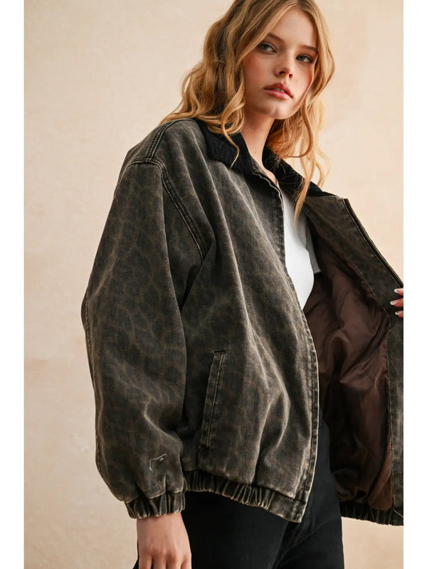 Miou Muse Leopard Bomber Jacket