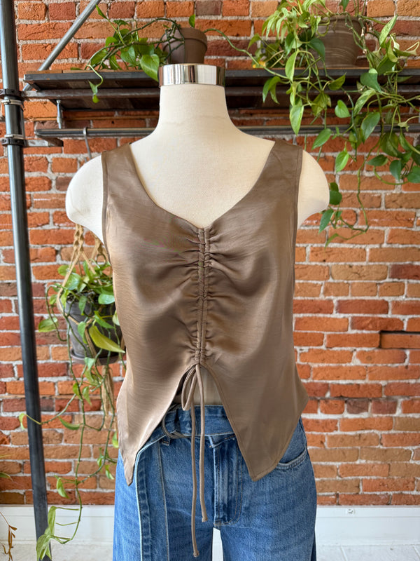 Sage Arizona Sky Ruched Front Sleeveless Top