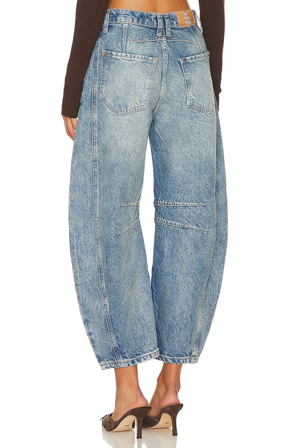 Free People Goodluck Mid Rise Barrel Jean