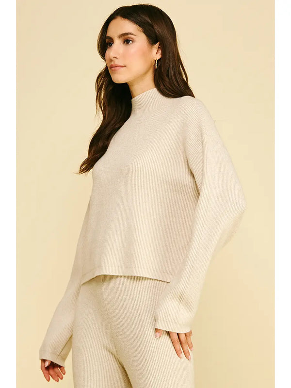 Pinch Mock Neck Long Sleeve Sweater