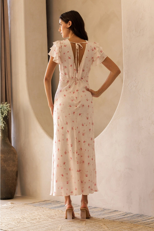 Storia Floral V-Neck Midi Dress