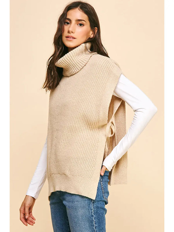 Pinch Side Tied Sweater Vest