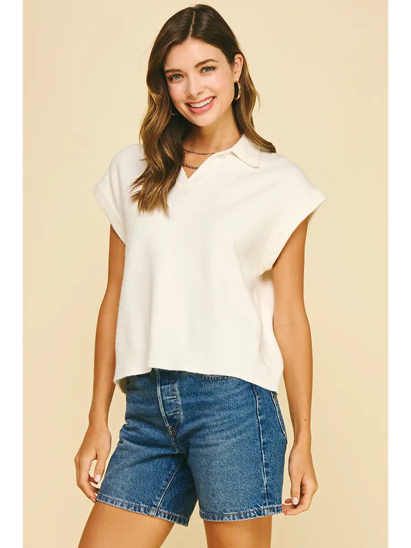 Pinch Soft Yarn Cap Sleeve Sweater