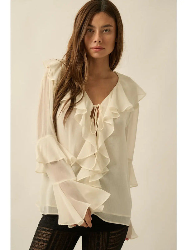 Promesa Chiffon Tie Front Top