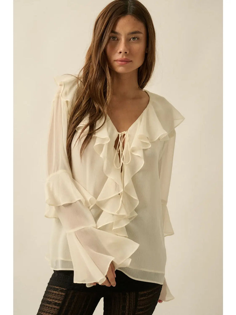 Promesa Chiffon Tie Front Top