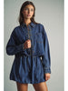 Miou Muse Denim Button Front Crop Shirt